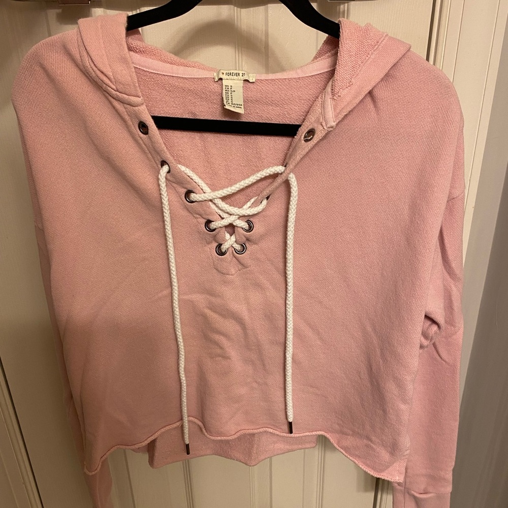 Forever 21 Pink Cropped Hoodie